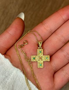 Byzantine Cross  Semiprecious Green and Red stones Gold Plated 22K Silver 925 Handmade  Height : 2.5cm Gold Byzantine Pendant Jewelry, Byzantine Style Gold-plated Round Jewelry, Yellow Gold Byzantine Pendant Jewelry, Byzantine Yellow Gold Pendant Jewelry, Gold Plated Byzantine Jewelry, Hallmarked Gold Byzantine Jewelry, Gold Byzantine Hallmarked Jewelry, Byzantine 14k Gold Jewelry With Intricate Design, Handmade Green Byzantine Jewelry