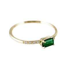 14k Gold Jewelry With Pave Setting And Emerald Cut, 14k Gold Emerald-cut Jewelry With Pave Setting, 14k Gold Emerald Cut Jewelry With Pave Setting, Emerald Cut 14k Gold Jewelry With Pave Setting, 14k Gold Rings With Pave Setting, Emerald Cut, Elegant 14k Gold Emerald Ring With Pave Setting, Emerald Cut 14k Gold Ring With Pave Setting, Baguette Diamond Band, Baguette Band