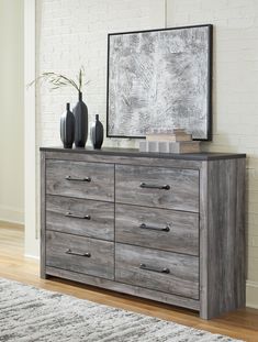 Bronyan Dark Gray Dresser - Ornate Home Spare Bed, Grey Dresser, Dresser And Mirror, Six Drawer Dresser, Queen Panel Beds, Grey Panels, Bedroom Panel, Neutral Shades, Bedroom Mirror