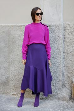 Purple I, Outfit Inspiration Women, Winter Typ, Color Blocking Outfits, Cool Winter, Bright Winter, Purple Outfits