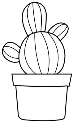 a cactus in a pot coloring page