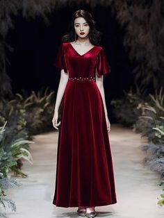 New ,wine red velvet dress , high - class charming evening dressMaterial:velvetColor:as picture or custom colorNeckline:v-neckBack details:bandageDress type:A-lineFeatures:bead&ltp&gtThis dress could be custom made, there are no extra cost to do custom size and color.&lt/p&gt&ltbr/&gt&ltp&gt1, If the color is customized, please note the color & card number.&lt/p&gt&ltbr/&gt&ltp&gt2,You can choose standard size or custom size . If dress is custom made, we need to size as following:&lt/p&gt&ltbr/& Red Velvet V-neck Party Dress, Red Velvet V-neck Evening Dress, Red V-neck Velvet Dress For Formal Occasions, Velvet V-neck Evening Dress For Prom, Burgundy Velvet Dress For Wedding, Elegant Red Velvet Dress For Prom, Formal Red Velvet V-neck Dress, Red Floor-length Velvet Dress, Red Velvet V-neck Dress For Formal Occasions