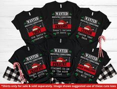 Looking for a cute, funny, matching set of group and family North Pole Correctional tee shirts for all the family Christmas 2023?  This trendy group of crewneck shirts are perfect for Christmas parties or watching Movies on Christmas eve!  There are matching adult, youth, toddler tshirts and baby bodysuits, all sold separately.  These are a great way to celebrate a new family, baby's first Christmas too! This delightful gag holiday crewneck tshirt set also makes a great gift for the grandkids, or for a matching couples set too!  They are great for putting with pajama bottoms for a matching family group, or for heading out for a Christmas party or for lounging on Christmas day.  Spread a little Christmas spirit wherever you go while being comfortable and looking great!  Grab yours now! ♥ WH Christmas Graphic Tees For Family, Funny Christmas Jammies, Matching Family Christmas Pajamas Funny, Friends Christmas Pajamas, Unique Family Christmas Pajamas, Matching Christmas Pajamas Family, Funny Christmas Pajamas, Matching Family Pjs, Christmas Family Pajamas