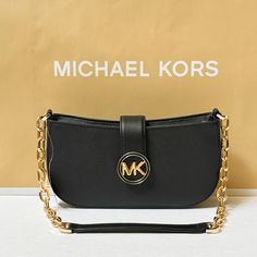 New With Tag Michael Kors Carmen Small Shoulder Chain Bag Saffiano Leather Michael Kors Logo At Front Gold Toned Hardware Black 100% Authentic Retail: $398.00 Plus Tax **Please See The Measurement For The Size** No Dust Bag Michael Kors Logo At Front Zip Top Closure Smooth Leather On Flap Top Closure Custom Fabric Lining 3 Card Slots 9.5"(L) X 4.5"(H) X 2.75"(D) Strap: 11" Very Clean, Smoke-Free And Pet-Free Environment. Elegant Shoulder Bag With Metal Logo For Shopping, Formal Michael Kors Bag With Logo Hardware, Everyday Gold Bags With Metal Logo, Gold Bags With Metal Logo For Everyday Use, Chic Office Shoulder Bag With Metal Logo, Chic Michael Kors Bag With Logo Hardware, Chic Michael Kors Shoulder Bag With Branded Hardware, Michael Kors Evening Bags With Logo Hardware, Michael Kors Formal Bag With Logo Hardware