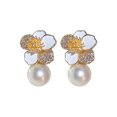 SPECIFICATIONS Material: Metal Origin: Mainland China CN: Zhejiang Metals Type: Zinc alloy Model Number: H0107 Item Type: Earrings Style: TRENDY Back Finding: Push-back Earring Type: Stud Earrings Shape\pattern: PLANT Gender: Women Fine or Fashion: Fashion White Alloy Earrings For Wedding, White Alloy Wedding Earrings, White Alloy Pearl Earrings As A Gift, Work Accessories, Red Wigs, Jewelry White, Short Bob Wigs, Girls Earrings, White Enamel