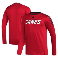 The adidas Men's Red Carolina Hurricanes AEROREADY Long Sleeve T-Shirt is the ultimate way to showcase your unwavering support for the Carolina Hurricanes. Crafted from recycled polyester, this shirt seamlessly blends comfort and sustainability. Heat-sealed graphics and a stylish side split hem elevate its design, while the classic crew neck ensures warmth on chilly game days. Whether you're cheering from the stands or watching from home, this T-shirt proudly displays your Carolina Hurricanes sp Red Adidas, Side Split, Split Hem, Adidas Men, From Home, Long Sleeve T Shirt, Sustainability, Long Sleeve Tshirt, Split