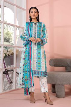 Bonanza Satrangi Asr223p18 Aqua Eid Prints 2022 Multicolor Long Sleeve Lawn Suit With Printed Motifs, Multicolor Long Sleeve Digital Prints For Eid, Spring Multicolor Digital Print Sets, White Lawn Suit With All Over Print For Summer, White All Over Print Lawn Suit For Summer, Summer White Lawn Suit With All Over Print, Patterned Digital Prints For Eid, Unstitched Green Sets With All Over Print, Unstitched Green Lawn Suit With Print