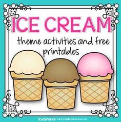 three ice cream cones with the words ice cream them activities and free printables