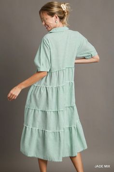 #color_jade-mix Breezy Tiered Dress With Ruffle Hem For Spring, Flowy Modest Tiered Summer Dress, Modest Flowy Tiered Summer Dress, Modest Flowy Tiered Dress For Summer, Spring Breezy Short Sleeve Maxi Dress, Flowy Summer Tiered Dress With Short Sleeves, Flowy Cotton Tiered Dress For Spring, Flowy Tiered Short Sleeve Summer Dress, Flowy Tiered Vacation Dress With Short Sleeves