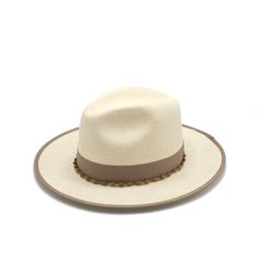 "Cracked bricks in the Southwest sun" --Natural Toquilla Fedora--Japanese Band and Edge binding Kenyan Paper Beads Cotton Sweatband Brim Width: 3.25" Crown Height: 5" Handmade Elegant Hat Bands For The Beach, Handmade Elegant Hat Bands For Beach, Elegant Handmade Hat Bands For Beach, Adjustable Beige Hat Bands For Formal Occasions, Elegant Handmade Panama Hat For Vacation, Elegant Handmade Adjustable Straw Hat, White Handmade Adjustable Panama Hat, Artisan White Panama Hat For Vacation, Elegant Adjustable Handwoven Panama Hat