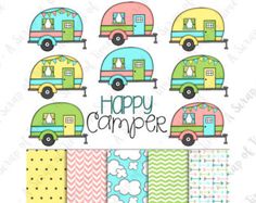 the happy camper digital paper pack is available for use in crafts and scrapping