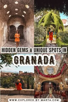 the hidden gems and unique spots in grandada, mexico with text overlay that reads hidden gems & unique spots in granada