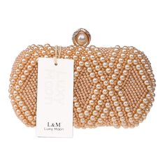 Full Beaded Artificial Pearls Evening Clutches – Luxy Moon Elegant Handheld Beaded Evening Bag, Pearl Evening Bag With Pearl Handle For Wedding Guest, Gold Pearl Evening Bag For Events, Pearl Evening Bag With Pearl Handle, Luxury Pearl Evening Bag For Party, Evening Pearl Embellished Bag, Elegant Pearl Evening Bag For Events, Elegant Pearl Bags For Formal Occasions, Gold Pearl Evening Bag