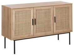 the sideboard is made from wood and wicker