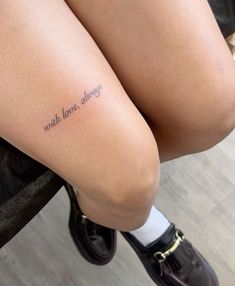 a woman's legs with the words, just love and always written on them