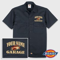 Remember when cars were built to last? The classics - strong motors that took on any challenge. Here's a custom work shirt with a rugged reliability you'll always trust. Add your name and get to work! Quality brand 5.2 oz. 65% polyester/35% cotton twill, wrinkle resistant Custom embroidered above left pocket Moisture wicking and stain release finish; melamine buttons for durability  Two chest buttoned pockets and pencil division Quality brand logo patch at bottom of placket Custom Garages, Gift Friend, Work Shirt, Personalized Embroidered, The Ranch, Work Shirts, Your Name, Division, Patch Logo