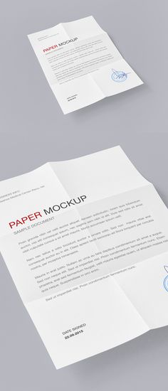 two folded paper mockups on top of each other