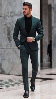 Green Suit Men, Stylish Mens Suits, Blazer Outfits Men, Mens Business Casual Outfits, Herren Style, Suit Ideas, Formal Men Outfit, Wedding Outfit Men, Mens Fashion Blazer