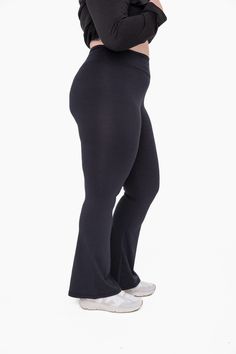 These high waisted leggings have a flattering crossover waist design. Made in our very soft, poly/spandex blend, Venice fabric for added comfort. The flared leg cut allows for better mobility. Perfect for your weekly yoga class! 76% polyester, 24% spandex. Johanna is wearing a size 1x (13/15-36DD-5’8) Melanie is wearing a size XL (15/16-38B-5’2) Yoga Class, High Waisted Leggings, Yoga Pants, Crossover, Venice, High Waisted, Yoga, Spandex, Leggings