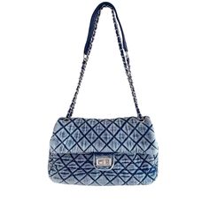 PRICES MAY VARY. These denim purses for women are made with 80s retro vibe over washed jeans fabric, quilted in classic diamond patterns with structured base. Stylish denim bag comes with leather-woven pull-through chain straps for double use as shoulder bag or crossbody bag Thoughtfully designed quilted shoulder bag for women, featuring two pockets—one inside and one on the back, fully lined, and the chain straps are made with faux leather strap in the middle for easy carrying. A medium size qu Jeans Handbag, 80s Throwback, Denim Handbag, Quilted Denim, Women's Totes, Jean Purse, Denim Bags, Skirt Jeans, Quilted Shoulder Bag