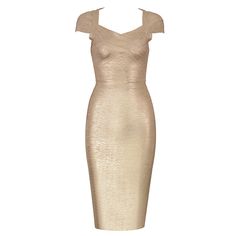 This Short Sleeve Metallic Bandage Midi Dress in gold is expertly designed to flatter your figure. With a sleek zipper on the back, this dress is perfect for any occasion. Its unique bandage material provides a comfortable fit while adding a touch of sophistication to your look. Elevate your style with this statement piece. Fabric: Medium Stretch Material: Polyester, Spandex // Gold Sleeveless Midi Dress For Gala, Fitted Gold Dress For Gala, Elegant Bandage Dress For Evening, Gold Fitted Midi Dress For Gala, Fitted Gold Midi Dress For Gala, Glamorous Fitted Bandage Dress For Gala, Formal Gold Fitted Midi Dress, Elegant Gold Mini Dress For Night Out, Elegant Sleeveless Gold Midi Dress