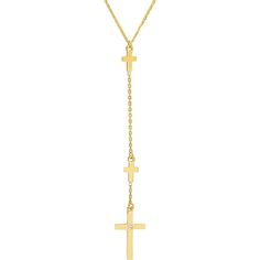 Olas d'Oro 18 Necklace - 14K Yellow Gold 1pt Diamond Cross Trio Lariat Necklace Elegant Beauty, Jewelry Appraisal, Diamond Education, Diamond Cross, Ring Pendant Necklace, Yellow Gold Chain, Jewelry Repair, Womens Wedding Bands, Custom Jewelry Design