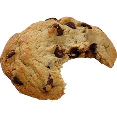 a chocolate chip cookie with one bite taken out