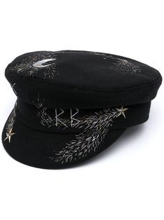 Bordado, logo bordado e aba curva. Material: lã. Cor: Preto. Cabbie Hat, Baker Boy Cap, Baker Boy, Star Embroidery, Embroidered Monogram, Hero Costumes, Embroidered Caps, Love Hat, Black Wool