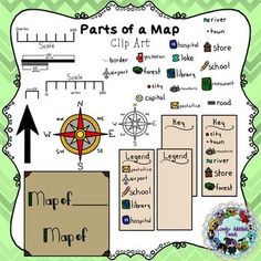 parts of a map with arrows and pictures