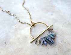 Kyanite Necklace, Jewelry Editorial, Jewelry Drawing, Brass Necklace, Geometric Necklace, Jewelry Images, Jewelry Design Necklace, Bijoux Diy