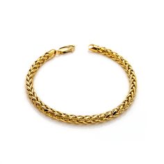 Elevate your style with the exquisite Wheat Palm Gold Bracelet. Crafted from 10K gold, this timeless piece features a delicate wheat palm design. Perfect for any occasion. 14k Gold Wheat Chain Bracelet Gift, Classic Gold Bracelets With Wheat Chain, Classic Gold Bracelet With Wheat Chain, Yellow Gold Bracelets With Wheat Chain As A Gift, Gold Wheat Chain Bracelets As Gift, Classic 14k Gold Bracelet With Wheat Chain, Classic Wheat Chain Bracelet As Gift, Classic Wheat Chain Bracelet For Gift, Elegant Gold Bracelet With Wheat Chain As A Gift