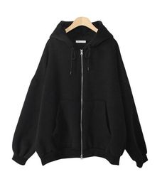 Womens Overfit Basic Hoodie Full Zipup Thic Cotton Fleece image 6 Jackets For Winter For Women, A Jacket, Zipup Sweater, Cute Oversized Jackets, Over Size Jacket, Hoodie For Women, Cute Black Zip Up Hoodie, Hudy Jacket, Basic Jackets For Women