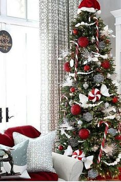 a decorated christmas tree in a living room