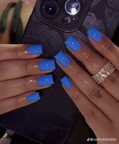 Blue Acrylic Nails, Work Nails, Blue Nail, Short Acrylic Nails Designs