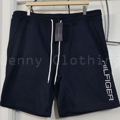 Tommy Hilfiger Fleece Men Vertical Short In Blue Navy Made In India Body: 72% Cotton, 28% Polyester Rib: 97% Cotton, 3% Elastane Drawstring Waist, Side Pockets Measurements Are For Reference Only . Medium Or M: 16 3/4 In Large Or L: 18 In X-Large Or Xl: 19 3/4 In 2xl Or Xxl : 21 1/2 In Fleece Men, Khaki Shorts Men, Light Pink Shorts, Blue Chinos, M 16, Tommy Hilfiger Shorts, Twill Shorts, Vintage Tommy Hilfiger, Tommy Hilfiger Jeans