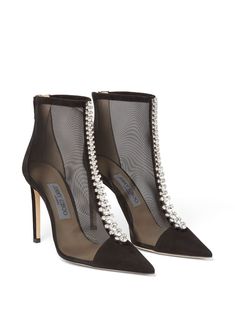 Jimmy Choo Bing 100mm Ankle Boots - Farfetch Jimmy Choo Bing, Jimmy Choo Boots, Jimmy Choo Heels, Jimmy Choo Shoes, Pink Suede, Footwear Design Women, Crystal Embellishment, Designer Boots, High Heel Boots