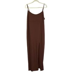 New With Tags Target Brand Wild Fable Midi Length Dress With A Slit Going Up One Leg. Adjustable Straps For Comfort Wear. Can Be Dressed Up Or Worn Casually And Has A Soft Feel To The Fabric. Target Brands, Comfort Wear, Midi Length Dress, Wild Fable, Midi Length, Round Neckline, Dark Brown, New Dress, Spaghetti Strap