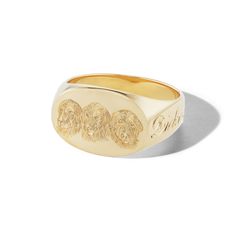 Customize this classic oval signet ring with a hand engraved image of your pet and their name! Madison designed this signet ring style specifically for the Fewer Finer collection. She deems the shape perfect for a classic signet style because it is proportionally sound and beautifully finished in a mix of smooth and matte. The engraving can accomodate one image of head or full body and one name. Once our team has received your order, we will be in touch by email to work with you directly on the Classic Engraved Signet Ring For Commemoration, Classic Signet Ring For Commemoration, Engraved Oval Signet Ring For Commemoration, Classic Oval Engraved Ring For Commemoration, Classic Signet Ring With Engraving For Commemoration, Oval Hallmarked Signet Ring For Commemoration, Luxury Oval Signet Ring With Hallmarks, Formal Oval Engraved Stamped Ring, Heirloom Engraved Signet Ring For Commemoration