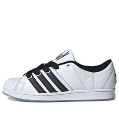 adidas x Korn Superstar Supermodified 'White Black' IG0793 White Skate Shoes With Abzorb Midsole For Streetwear, Urban White Skate Shoes With Abzorb Midsole, Streetwear Custom Sneakers With Three Stripes, Adidas Custom White Sneakers With Three Stripes, Adidas White Custom Sneakers With Three Stripes Branding, Adidas Skate Shoes With Abzorb Midsole For Streetwear, Custom High-top White Sneakers With Three Stripes Branding, White Skate Shoes With Abzorb Midsole, White High-top Custom Sneakers With Three Stripes Branding