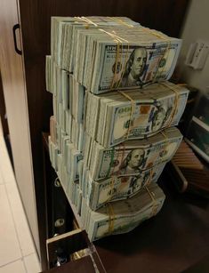 stacks of money stacked on top of each other