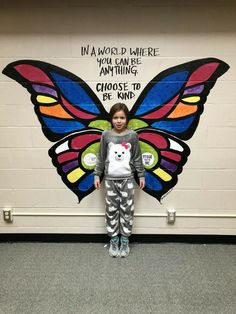 Butterfly Wings Mural, Wings Mural, School Wall Decoration, School Murals, School Painting, Creation Art, Collaborative Art, To Be Kind