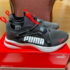 6.5 Puma Softride Running Shoes. Nwt. Comes W/ Box. Puma Logo Sneakers For Training In Athleisure Style, Puma Running Shoes For Sports, Training Running Shoes With Puma Logo, Puma Running Shoes For Training With Round Toe, Sporty Puma Running Shoes For Training, Puma Athleisure Running Shoes For Training, Puma Training Running Shoes With Round Toe, Puma Lace-up Running Shoes For Errands, Synthetic Puma Running Shoes For Training