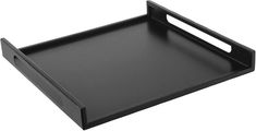 an empty black tray with handles on a white background