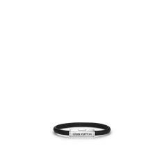 LOUIS VUITTON® - Clip It Bracelet - Black Designer Adjustable Black Bracelets, Black Adjustable Designer Bracelets, Classic Black Wristband For Formal Occasions, Bracelet Luxury, Louis Vuitton Official, Bracelet Black, Bracelet Collection, Leather Cord, Metallica