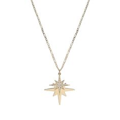 Jones necklace - five and two jewelry Celestial Starburst Necklace With Star Charm, Figaro Chains, Figaro Chain, 14k Gold Necklace, Gold Collection, Ring Bracelet, Earring Necklace, Chains Necklace, Charm Necklace