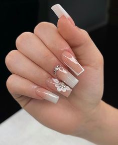 Acrylic Nails Nude, Long Square Acrylic Nails, Bling Acrylic Nails