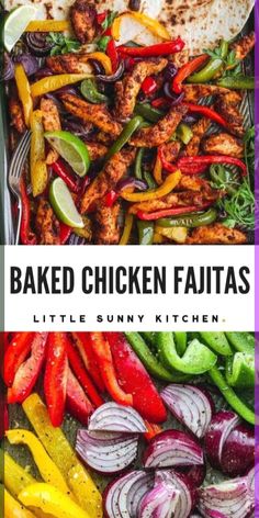 baked chicken fajitas with peppers and onions