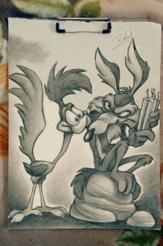 a drawing of bugs and tails on a piece of paper