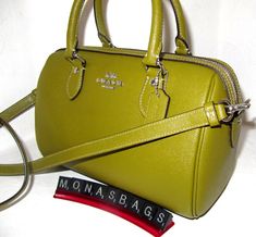 Trendy Fashion Coach CH282 Rowan Satchel Handbag Citron Green Cross Grain Leather Handbag NWT, bags Coach Green Leather Satchel, Classic Green Handheld Bag, Green Soft Leather Handheld Bag, Green Rectangular Coach Bags, Green Coach Bag With Removable Pouch, Green Coach Bags With Removable Pouch, Green Coach Bag With Detachable Strap, Coach Green Bags With Detachable Strap, Green Coach Satchel With Top Carry Handle