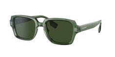 Burberry Eldon sunglasses are a perfect blend of style and functionality. The rectangle shape, crafted from durable acetate, offers a modern and sophisticated look. The polished green frame color adds a pop of color to your face, while the solid dark green lenses provide excellent protection against the sun's rays. These glasses feature a key bridge design that adds to their unique appeal. Embrace your individuality with these stylish shades. Available with prescription lenses. Luxury Green Sunglasses With Square Frame, Luxury Green Wayfarer Sunglasses, Luxury Green Polarized Sunglasses, Luxury Green Sunglasses With Uv Protection, Luxury Green Sunglasses With Mirrored Lenses, Green Rectangular Sunglasses With Tinted Lenses, Green Rectangular Sunglasses With Mirrored Lenses, Green Rectangular Tinted Sunglasses, Modern Green Sunglasses With Tinted Lenses